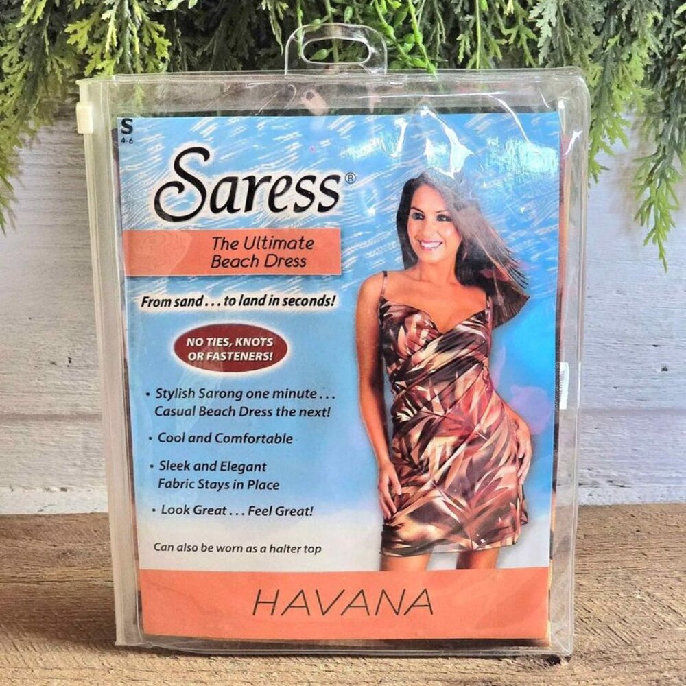New Size S Saress Brown Havana Swuimsuit Spaghetti Strap Dress Wrap Cover Up